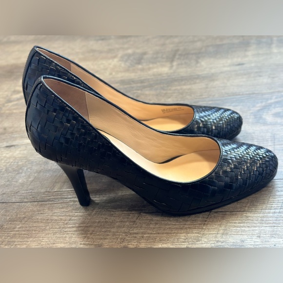 Cole Haan Shoes - Cole Haan Leather Basket Weave Nike Air Black Heels - Size 9